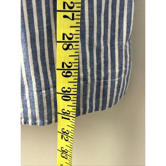 J Crew Striped Off the Shoulder Mini Dress 6 Linen Cotton Blend Nautical Preppy - Picture 6 of 10